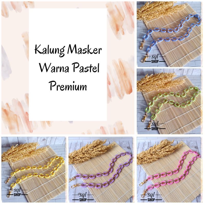 SQL SHOP Kalung masker rantai warna pastel | Strap masker ayu ting ting | Kalung masker artis