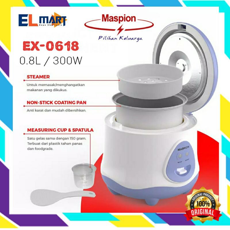Maspion Magic Com Rice Cooker 3in1 0,8L EX0618 0,8 Liter EX 0618 - 618 Original