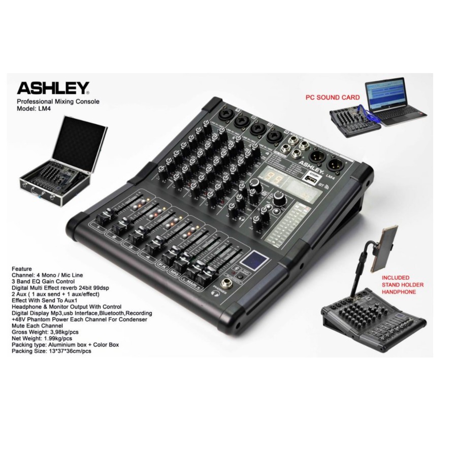 mixer ashley LM 4 usb bluetooth soundcard free koper dan stand hp