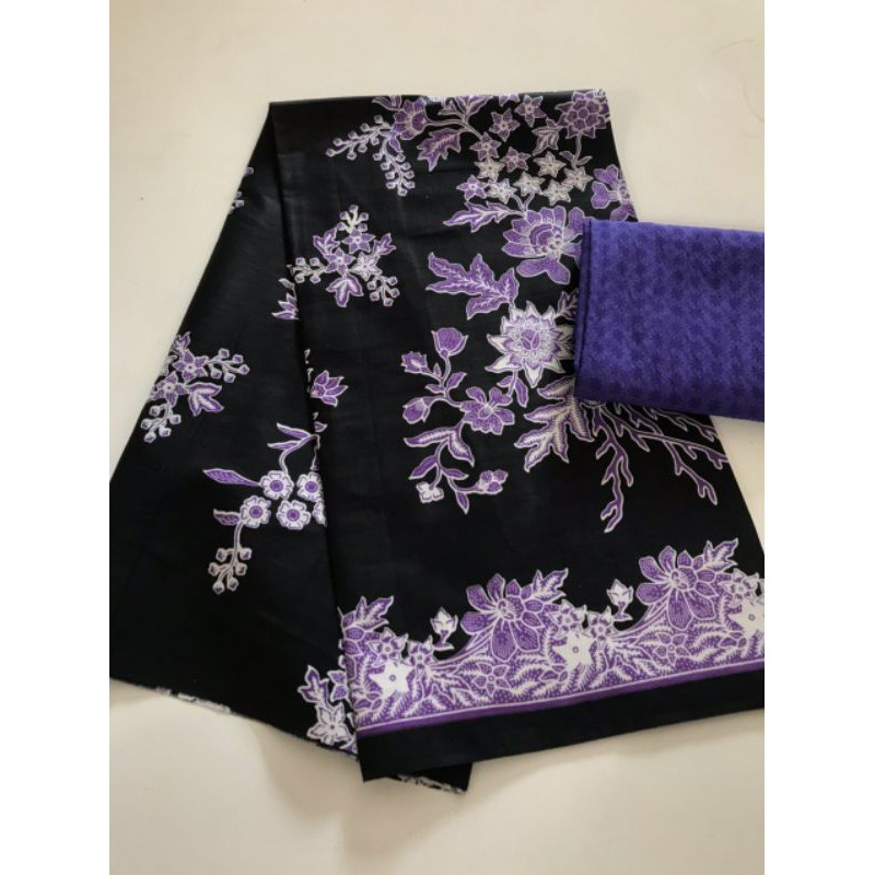 Kain Batik Jarik Kebaya Coupe Set Brokat Embos Katun Prima Sakura Ungu Seragam Bridesmaid