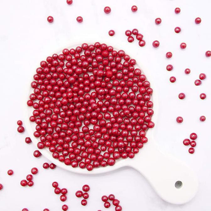 

10G MUTIARA PEARL RED MERAH MINI SPRINKLES EDIBLE CAKE KUE BANYAK ART BERMUTU Kode 412