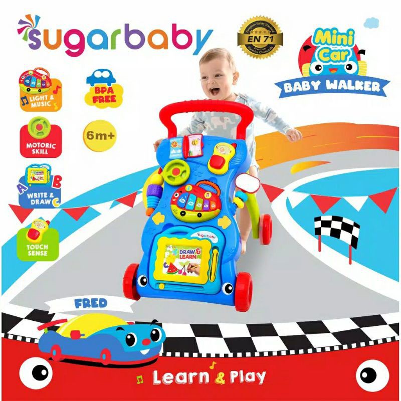 Sugar Baby Mini Car Push Walker Baby Walker Makassar alat bantu bayi belajar berjalan