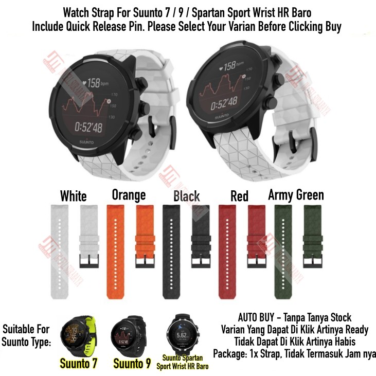 HPF Tali Jam Watch Strap For Suunto 7 / 9 / Spartan Sport Wrist HR Baro - Rubber Silikon