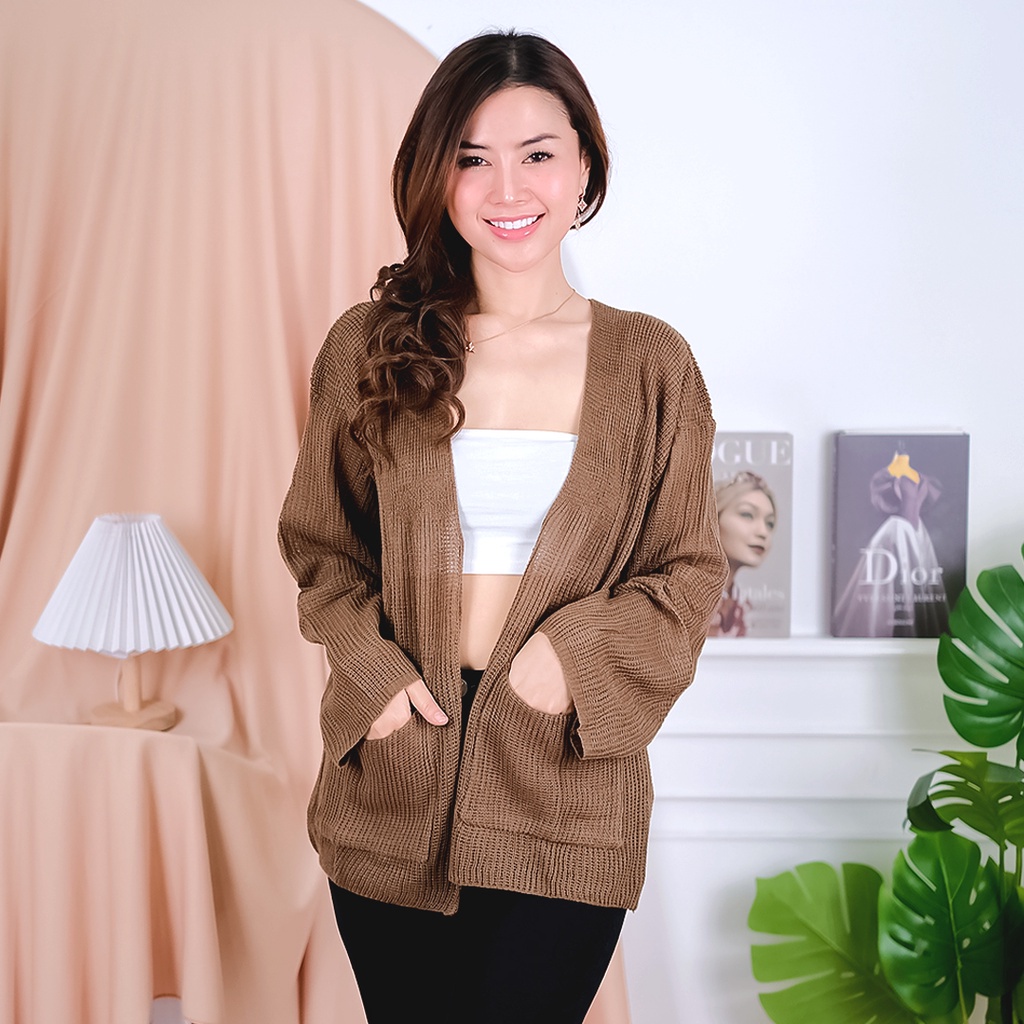 Tq88indonesia Fashion Baju Cardigan Rajut Wanita Terbaru /  RJT Lavella Oversize Knit Outer Wanita / Baju Luaran / Cardi Cewek / Ootd / Outfit Kekinian