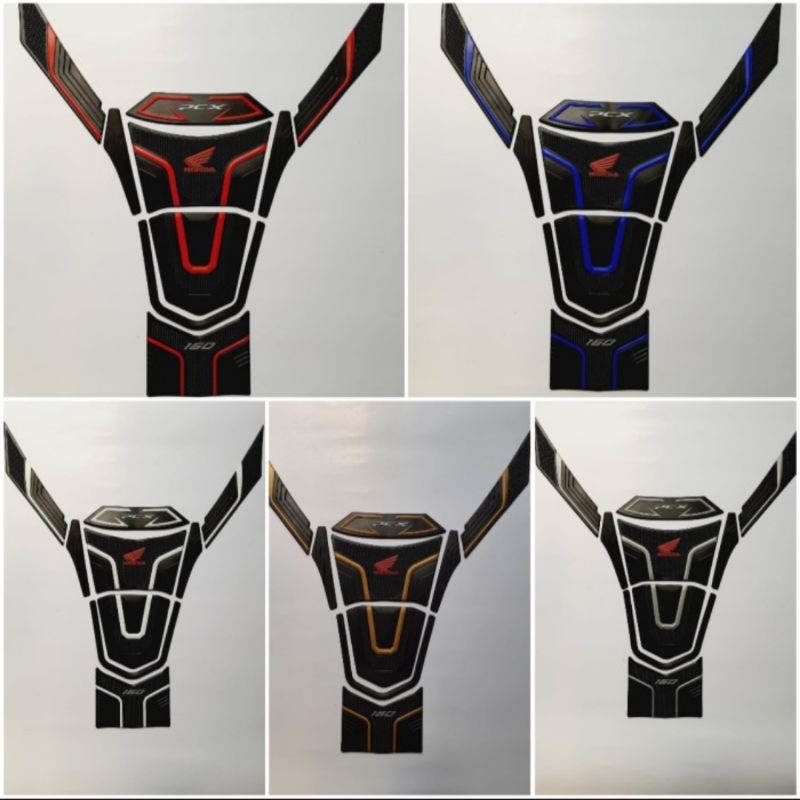 Tankpad Pcx 160 karet timbul 3D merah biru gold silver putih-grey