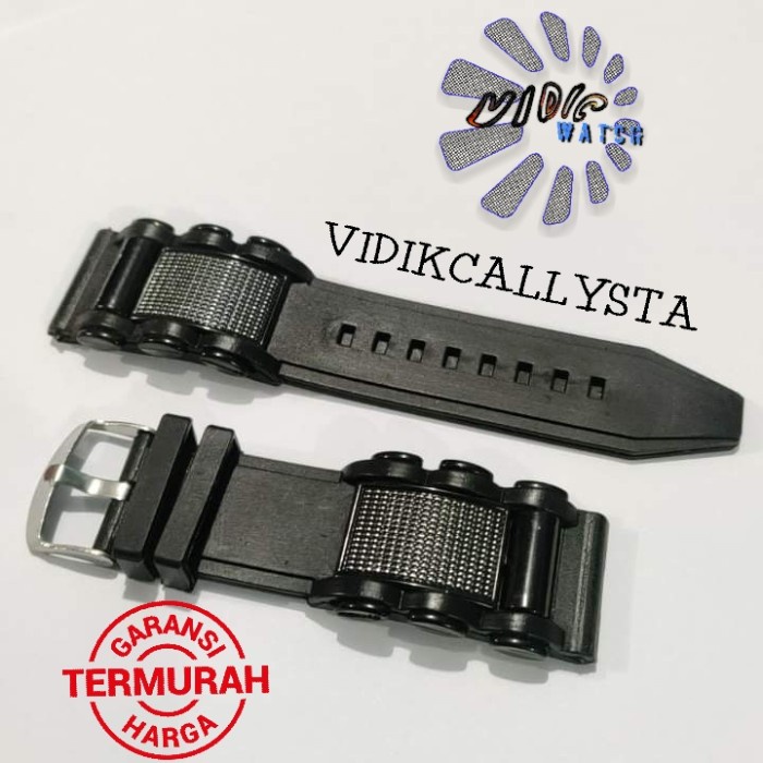 Tali karet Jam Tangan 24mm 24 MM Rubber Strap Fashion Hitam Bagus WH57