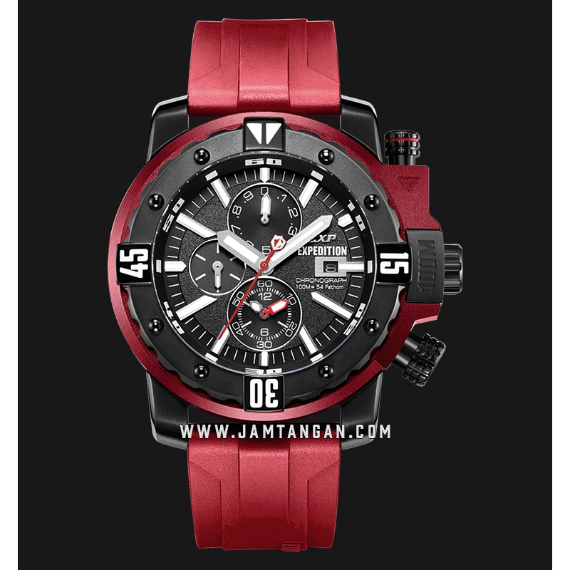 Expedition E 302 MC RIPBARE Chronograph Black Dial Red Rubber Strap