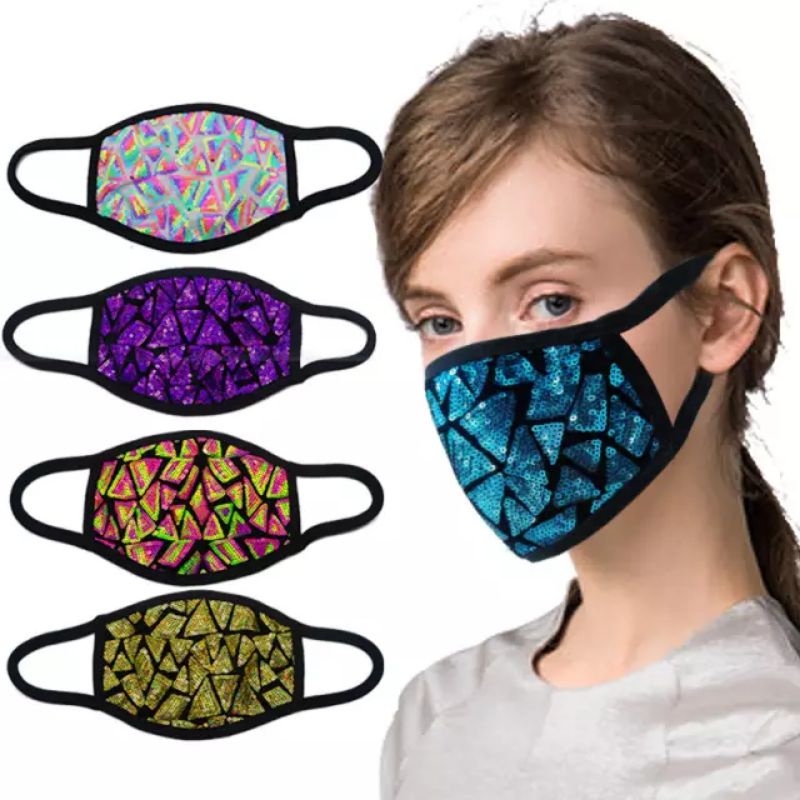 (12 pcs)masker kain motif dan polos 2lapis kuping belakang pria wanita