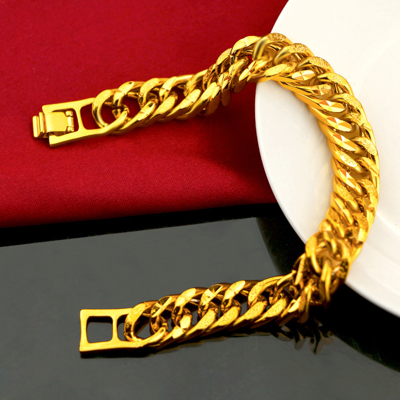 Kalung Gelang Rantai Emas 24K Gaya Vintage Untuk Pria