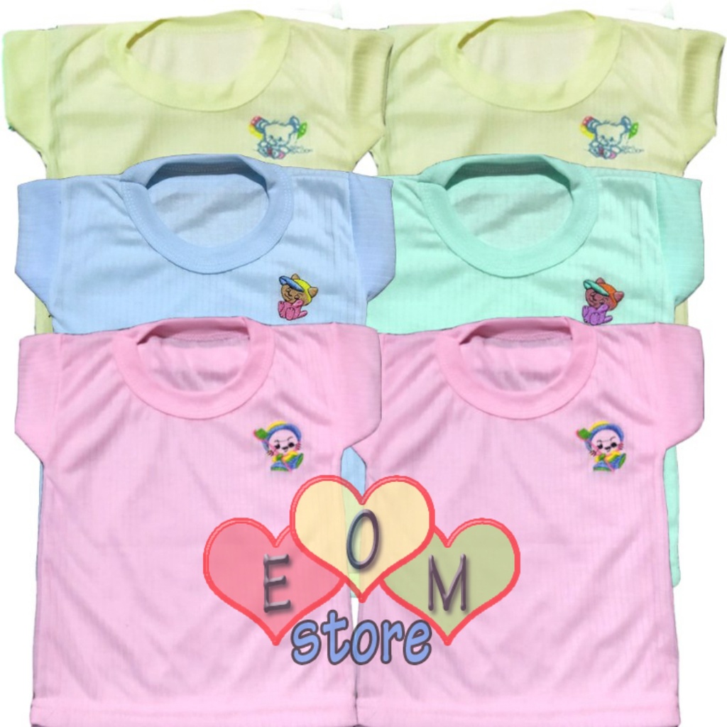 1 Lusin / 6 Pcs Kaos Oblong Bayi Model Salur - Baju Oblong