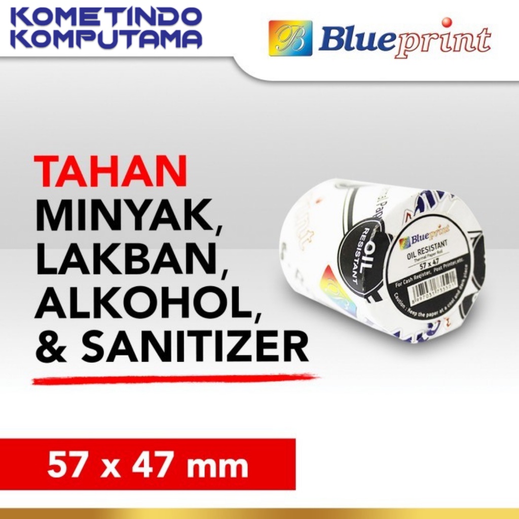 Oil 57x47 Kertas Struk TAHAN LAKBAN 57 x 47 BLUEPRINT Thermal Oil 57x47 mm 1Roll