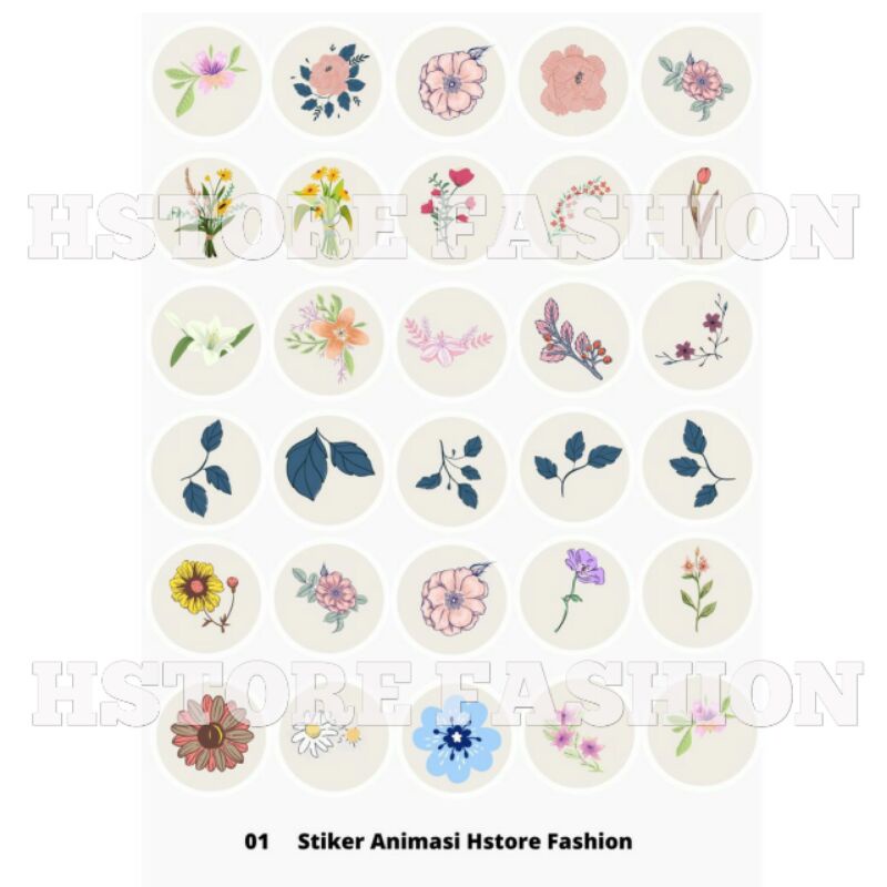 

Stiker Animasi Aestetic Bulat isi 30 pcs