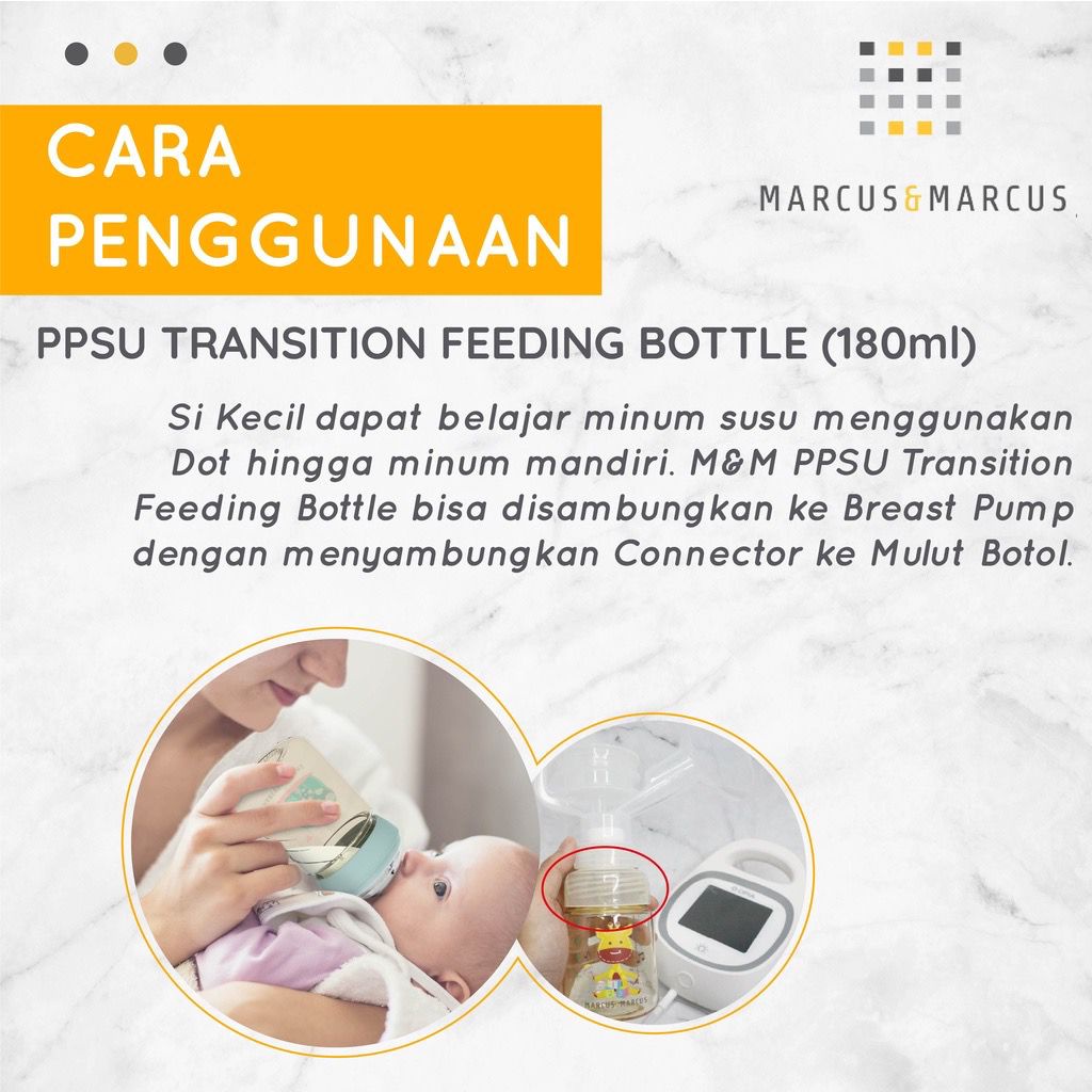 MARCUS &amp; MARCUS PPSU TRANSITION FEEDING BOTTLE 180ML