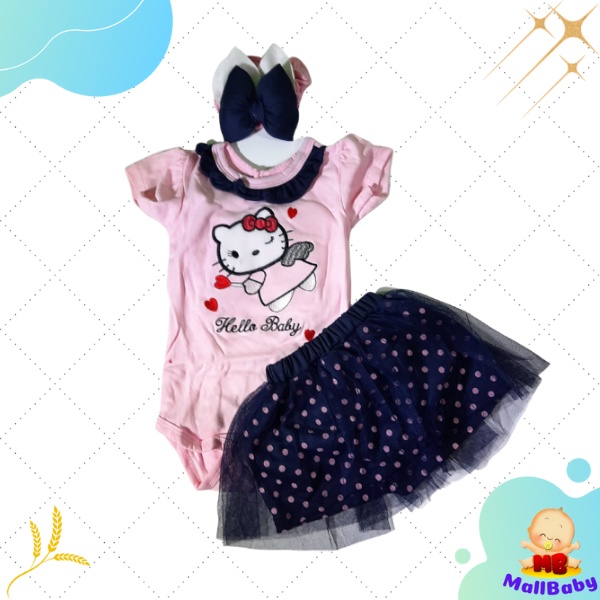 Baju Bayi Perempuan 0 3 6 9 Bulan Setelan Jumper Bayi Perempuan Murah NewBorn Angel Kitty