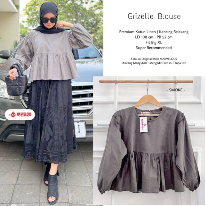 GRIZELLE BLOUSE BY MARVELOUS / BLOUSE WANITA MUSLIMAH / Blouse polos LD108