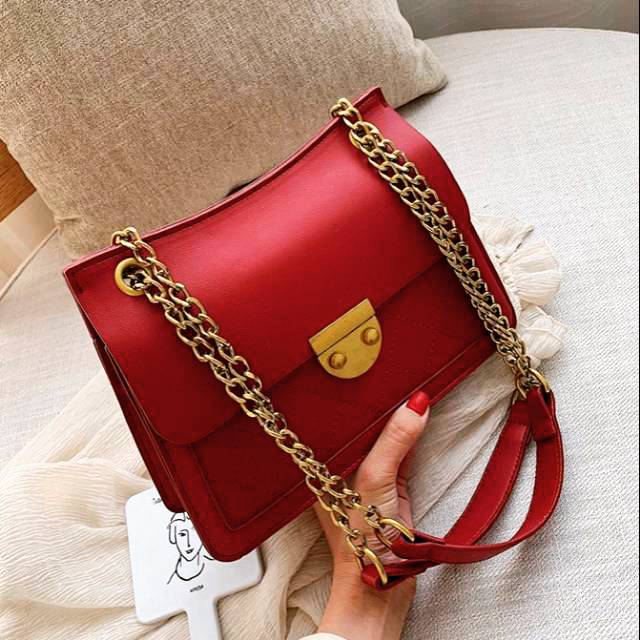 TAS SELEMPANG WANITA BATAM - Tas Selempang Wanita Hitam Merah Coklat