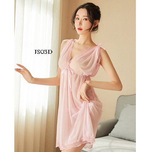 [BARANG DI INDONESIA] LINGERIE SEXY BIG SIZE BAJU TIDUR WANITA DEWASA FIT TO XXL PINK JS03D