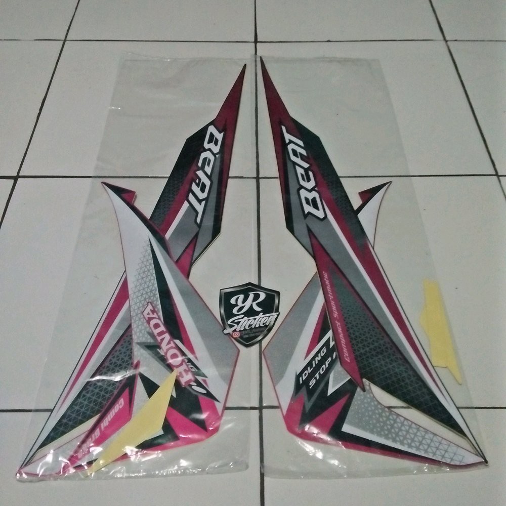 Stiker striping sticker lis honda New beat fi Esp iss 2018 pink magenta hitam