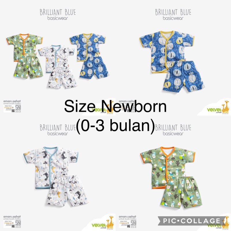 SETELAN TANGAN PENDEK Velvet Junior NEWBORN Baju Bayi Piyama Spesial Katun