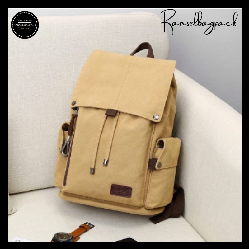 Tas Ransel Backpack Kanvas Laptop Sekolah Kerja 14 inch Tas Ransel Backpack Kanvas Laptop Sekolah Kerja 14 inch