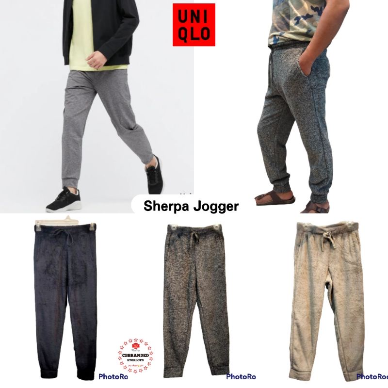 Celana Jogger pria Uniqlo sherpa winter