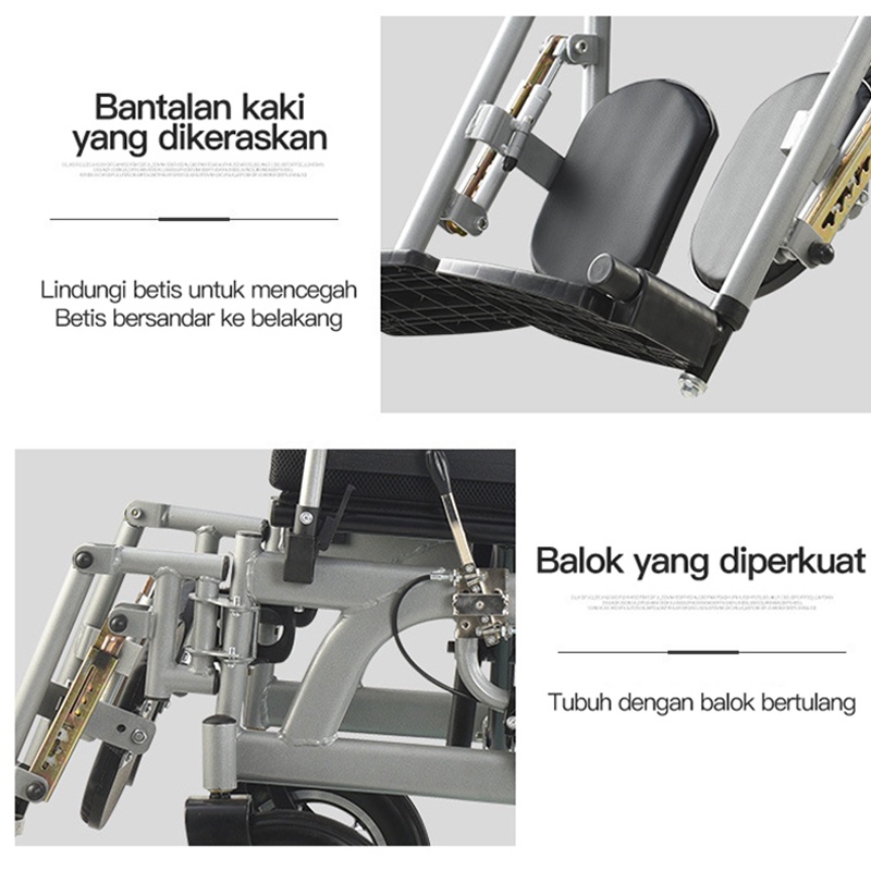 Kursi roda listrik remote control / kursi roda medis elektrik berbaring datar 30 ° mendaki daya tahan baterai 15 km