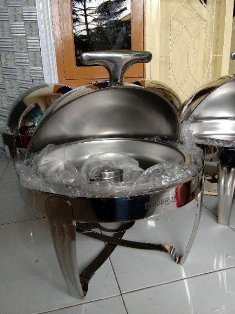 Roll Top Chafer Chafing Dish 6l 6 Liter Stainless Steel Bulat Murah