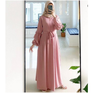 Gamis Stella Maxi Dress Wanita Terbaru COD-Pink Dusty