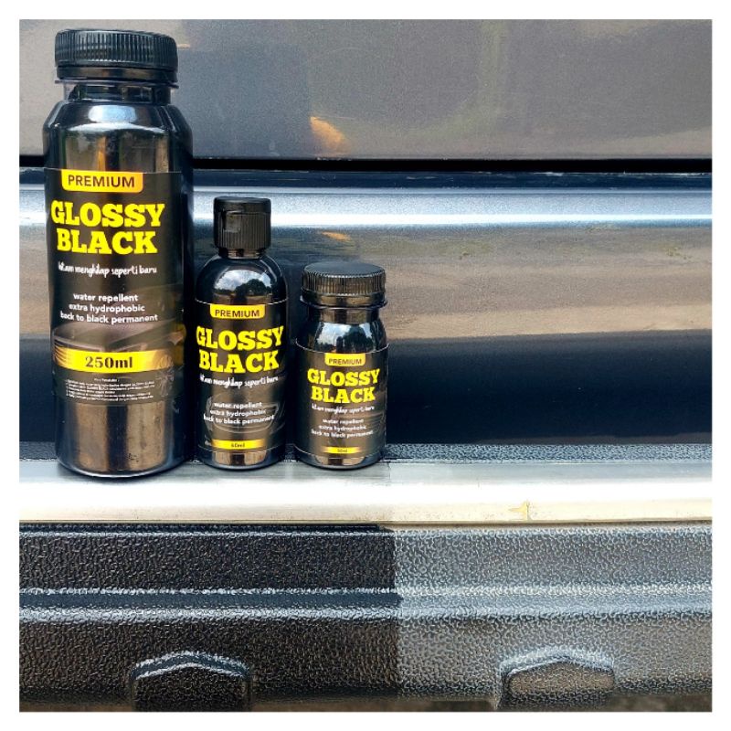 Trim Restorer, Penghitam Trim,  Semir Mobil dan Motor GLOSSY BLACK Permanent Gel 250ml