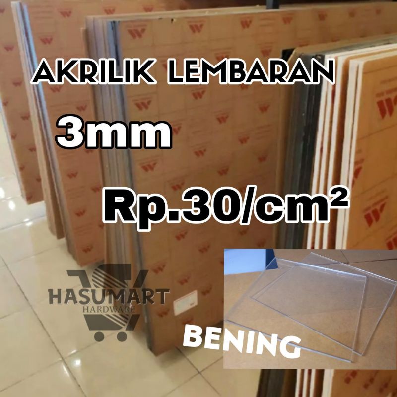 

Akrilik lembaran 3mm Rp.30/cm² (Kaca Acrylic)