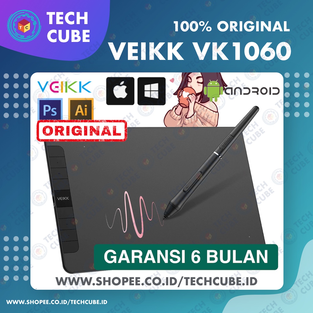 VEIKK VK1060 Digital Graphic Drawing Pen Tablet OSU Alt S640 A30 A50