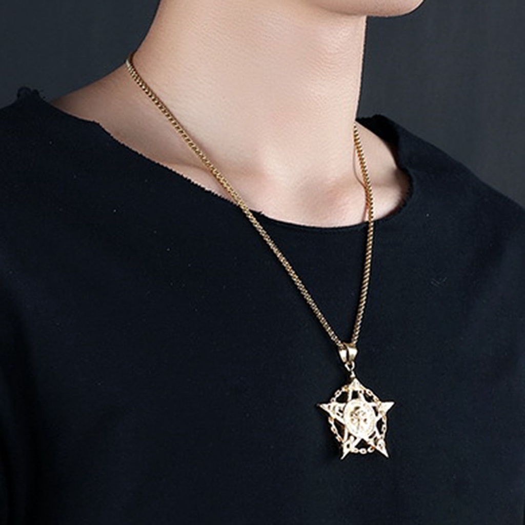 Hu Hu Hu Hu Hu Alat Bantu Pasang Kacamata♡ Kalung Liontin Bintang Lima Sisi Gaya Hip Hop