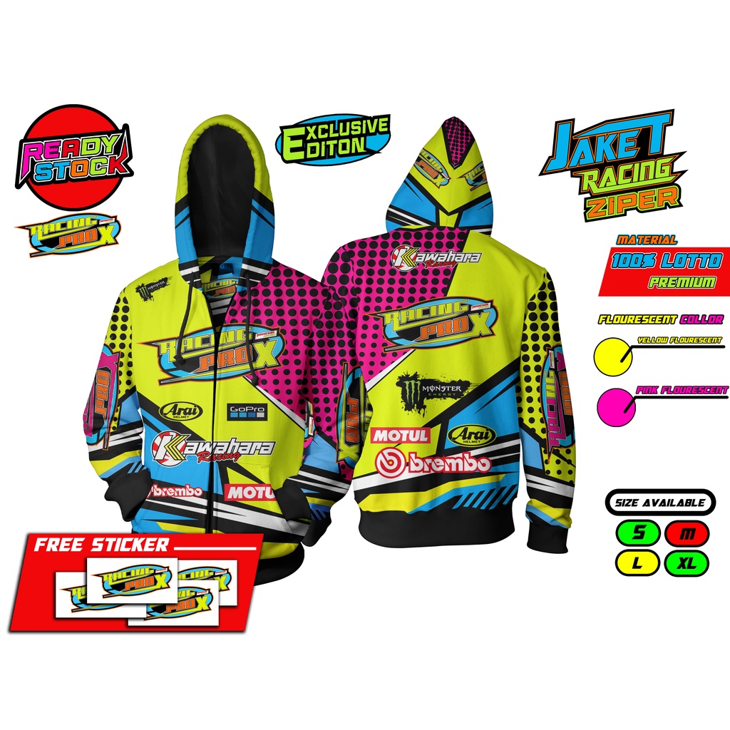 JAKET RACING ZIPPER LIMITID EDITION  exclusive  MAGENTA STABILO WARNA STABILO TERBAIK