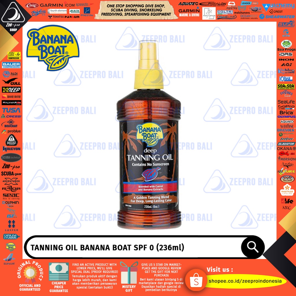 Jual Spray Deep Tanning Oil Banana Boat Body Oil SPF0 236ml Shopee