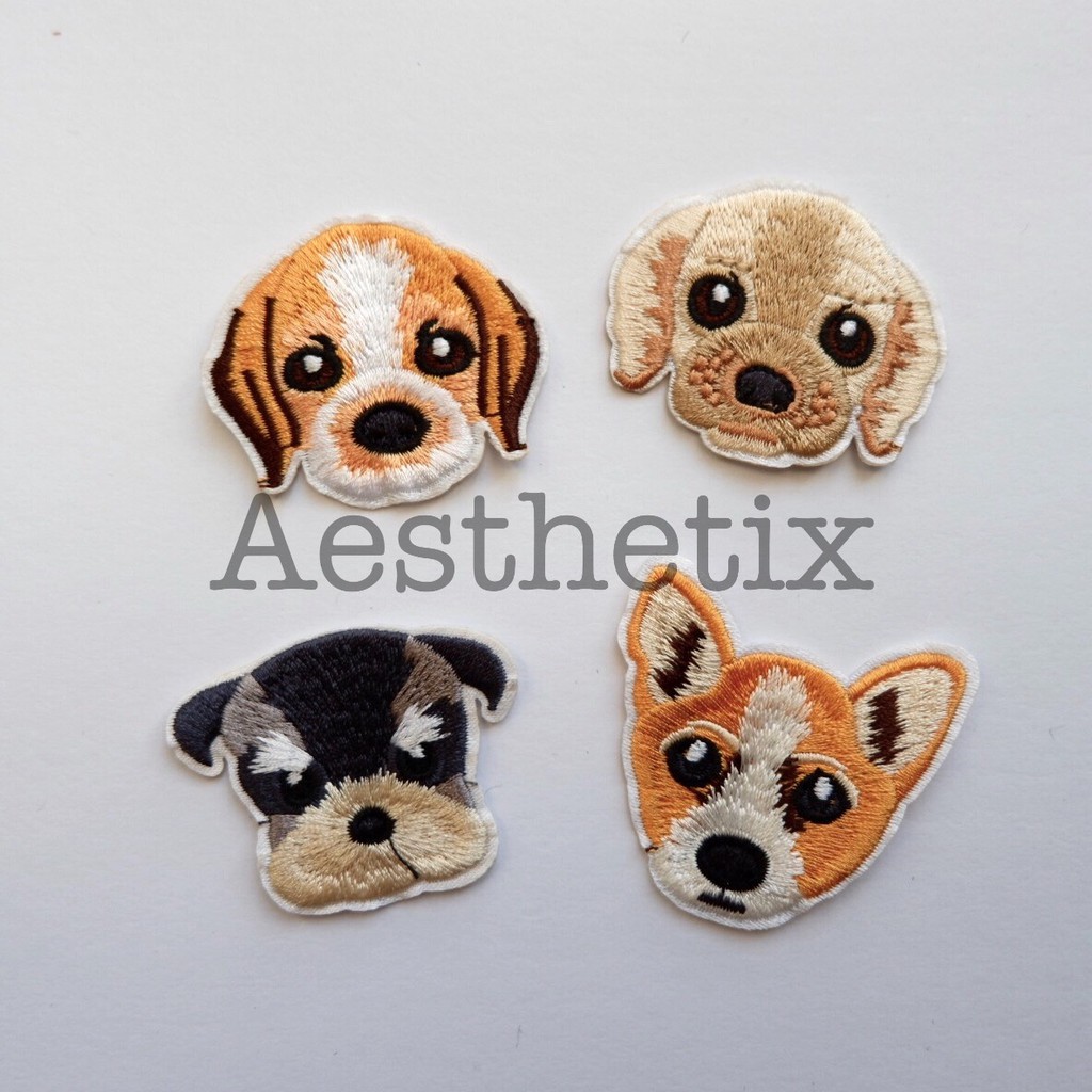 Iron Patch Bordir setrika patches emblem baju aplikasi bordir doggy anjing golden