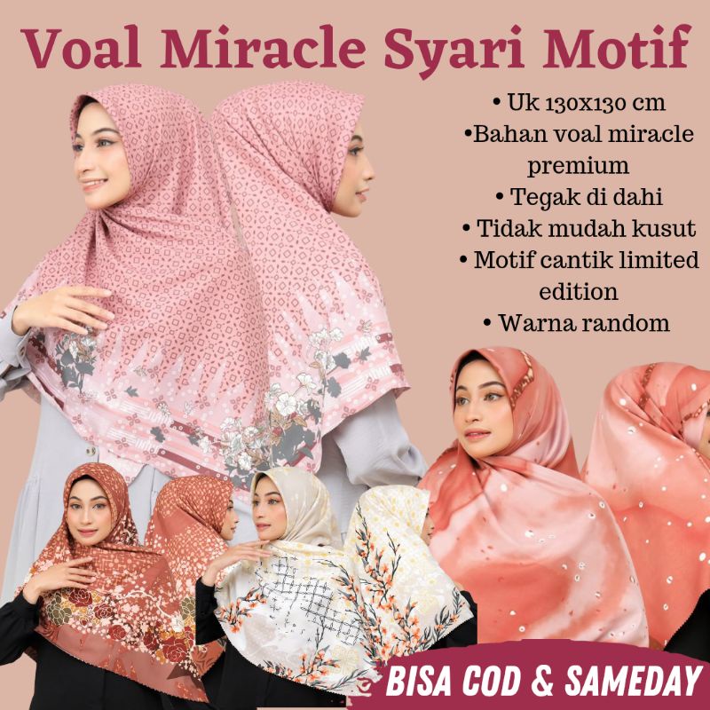 [BISA COD] HIJAB SEGIEMPAT SYARI MOTIF VOAL UMAMA PREMIUM JILBAB PREMIUM SCARF MIRACLE PRINT KANTORAN FORMAL DAILY KERUDUNG HIJAB VOAL MIRACLE SYARI MOTIF