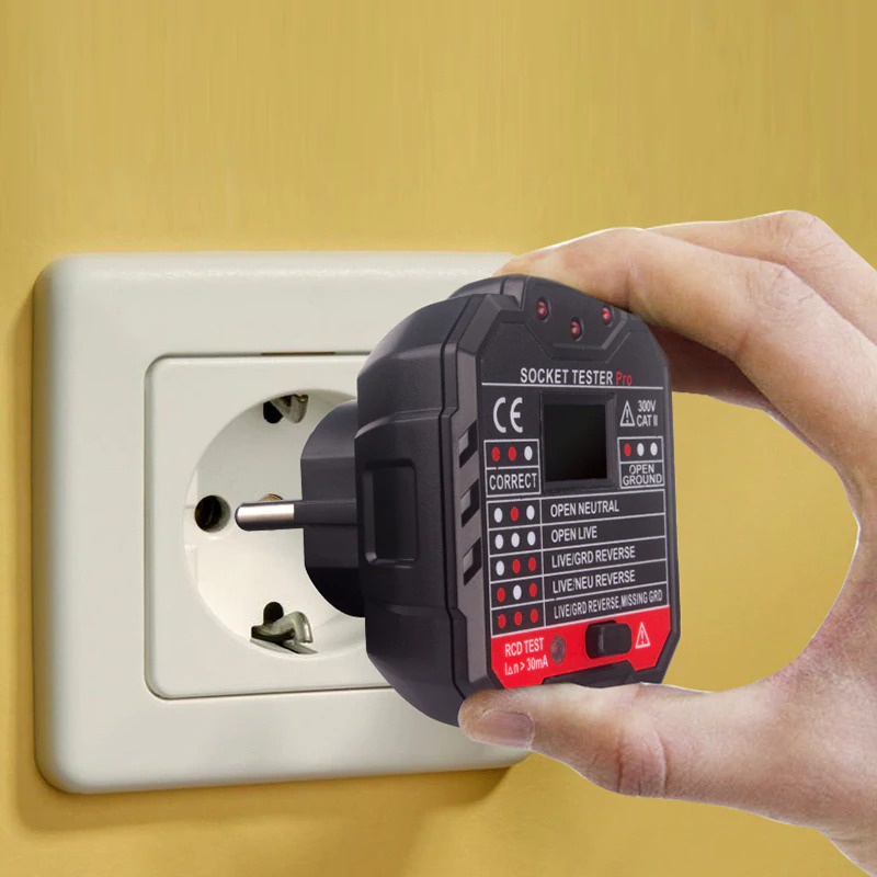 Stop Kontak Voltage Tester Socket Detector Eu Plug - HT106D - Black