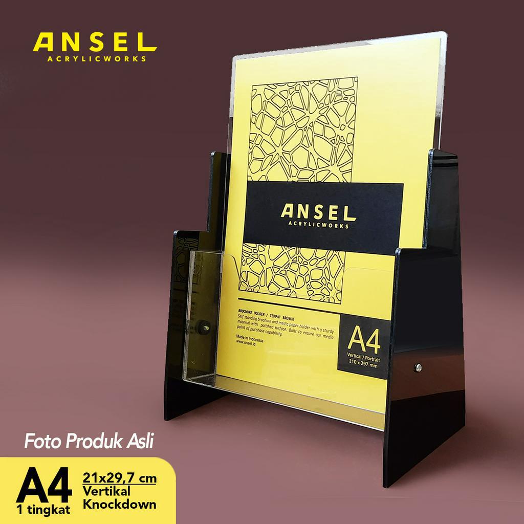 

ANSEL Tempat Brosur Akrilik / Acrylic Flyer Holder - A4 Ver -Tipe C 1 Susun