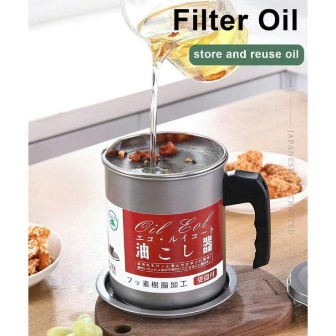 Gelas Saring Wadah Minyak Goreng Bekas Filter Oil Pot Stainles Distributor