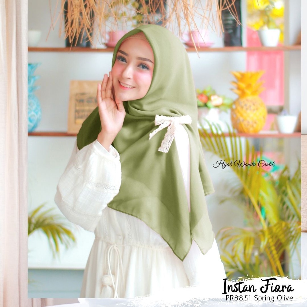Hijabwanitacantik - Hijab Instan Fiora | Hijab Instan | Jilbab Instan Voal-Spring Olive
