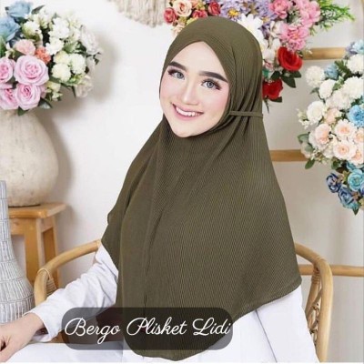 Jilbab Instan Bergo Plisket Full Lidi Jumbo Premium Tali Non Pet Termurah