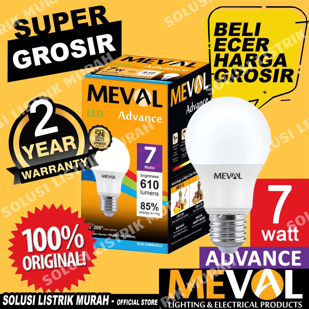 Meval Lampu LED Bulb Advance 7W - Putih