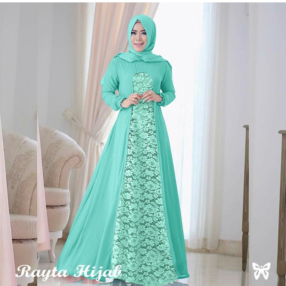 HOPYLOVY - Gamis Wanita Jersey Brukat RAYTA HIJAB + Free Pashmina