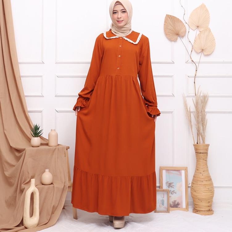 GAMIS RINDU RAYON TWILL JUMBO MAXI DRESS RENDA KANCING BUSUI BUMIL MUSLIM GROSIR MURAH –WS.10Jn22ᴾ