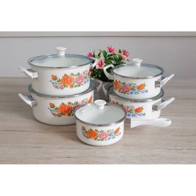 dapet 10pcs (5panci +5tutup kaca) Set Rantang Cantik Anti Karat