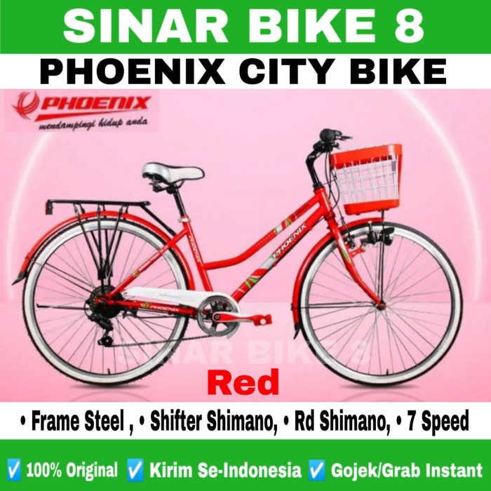 Sepeda Perempuan Keranjang Dewasa Ukuran 26 Inch Phoenix CTB 26 - 118 Shimano 7 Speed