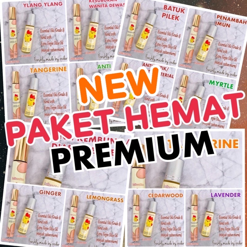 PAKET HEMAT NEW PREMIUM - essential oils blend with evoo extra virgin olive oil minyak zaitun herbal alami anak sakit batuk pilek demam rewel daya tahan tubuh imun antibodi