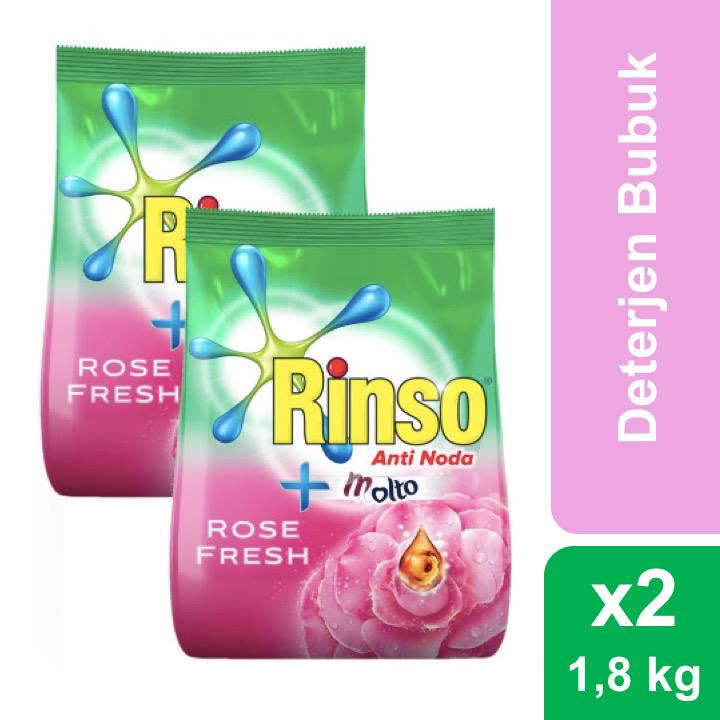 Rinso Molto Deterjen  Bubuk  Rose Fresh 1 8 Kg Twin Pack 