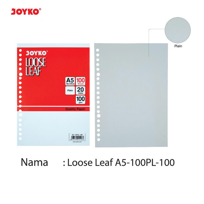 

Joyko Kertas Binder Loose Leaf Polos A5 100 Sheet 100Gsm Plain 20Holes