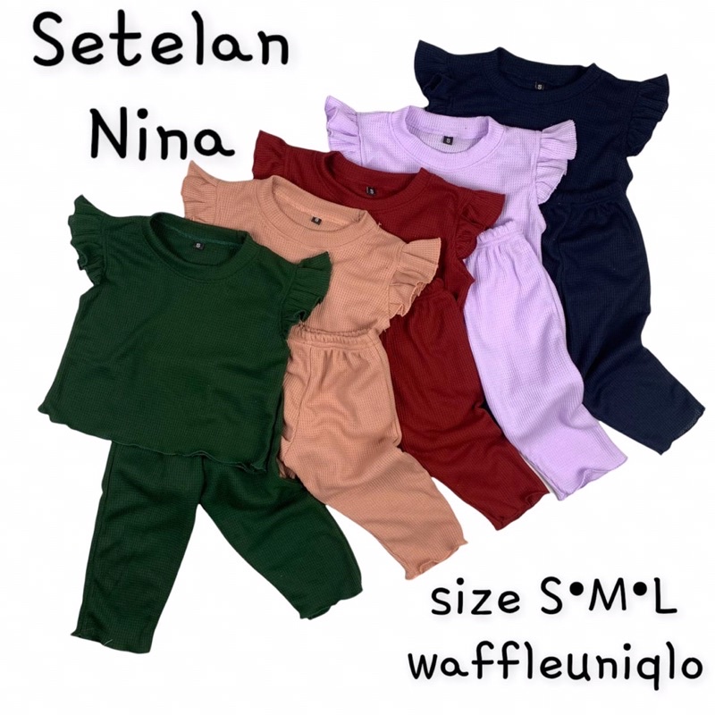 Setelan Anak Perempuan Set Nina Waffle Uniqlo Pineapple Kids